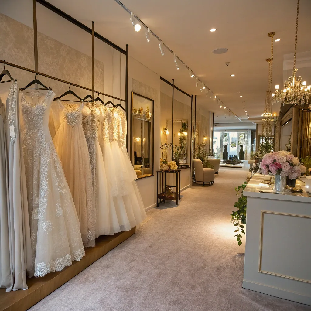 Interior of a bridal boutique